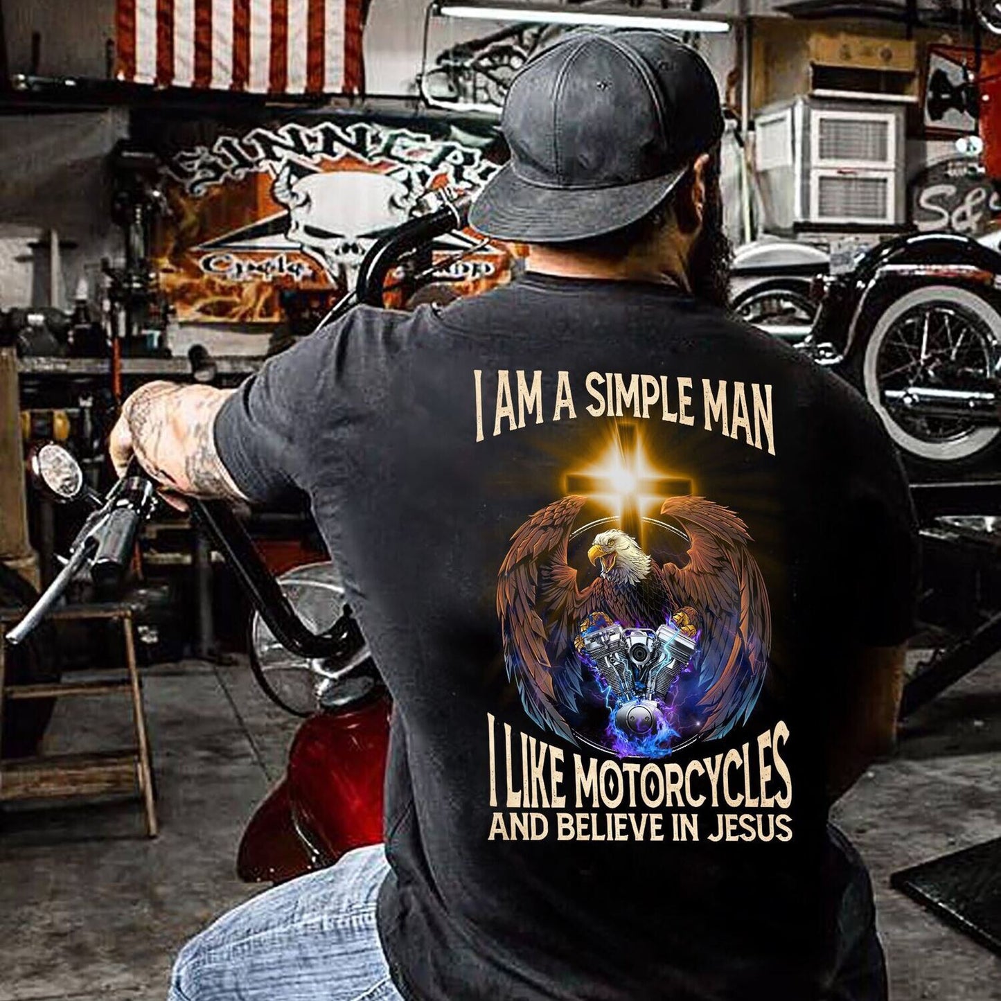 A Simple Man Like Motorcycles and Believe in God Shirt