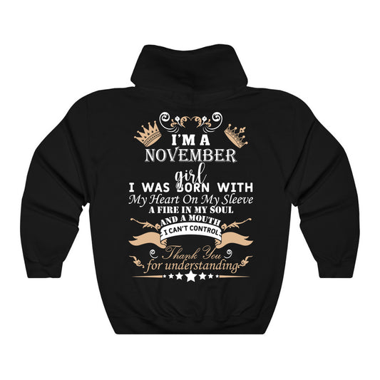 November Girl Heart Fire Soul Hoodie