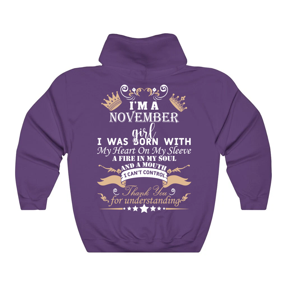 November Girl Heart Fire Soul Hoodie